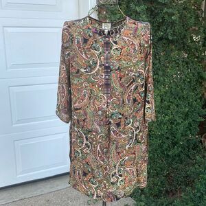 Anthropologie Fig & Flowers 💐 Boho Long Line Tunic Size M EUC